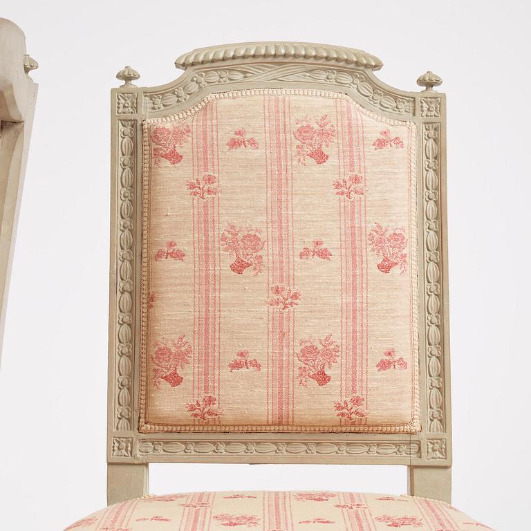 Stolar, fyra stycken, Stockholmsarbeten, 1700-talets slut, Sengustavianska.