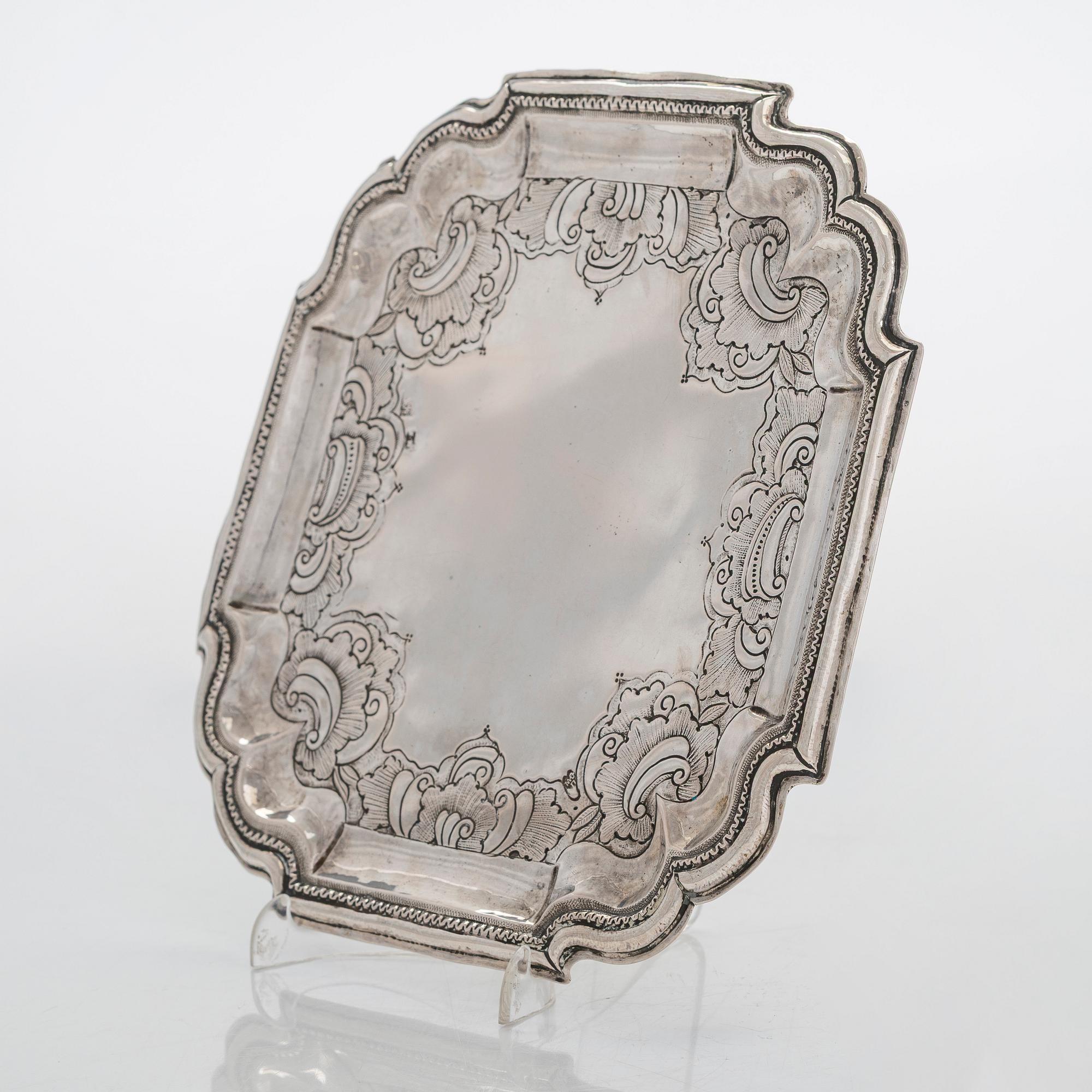 A Russian mid-18th-century silver salver, maker's mark of Fedor Petrov, Moscow 1756.