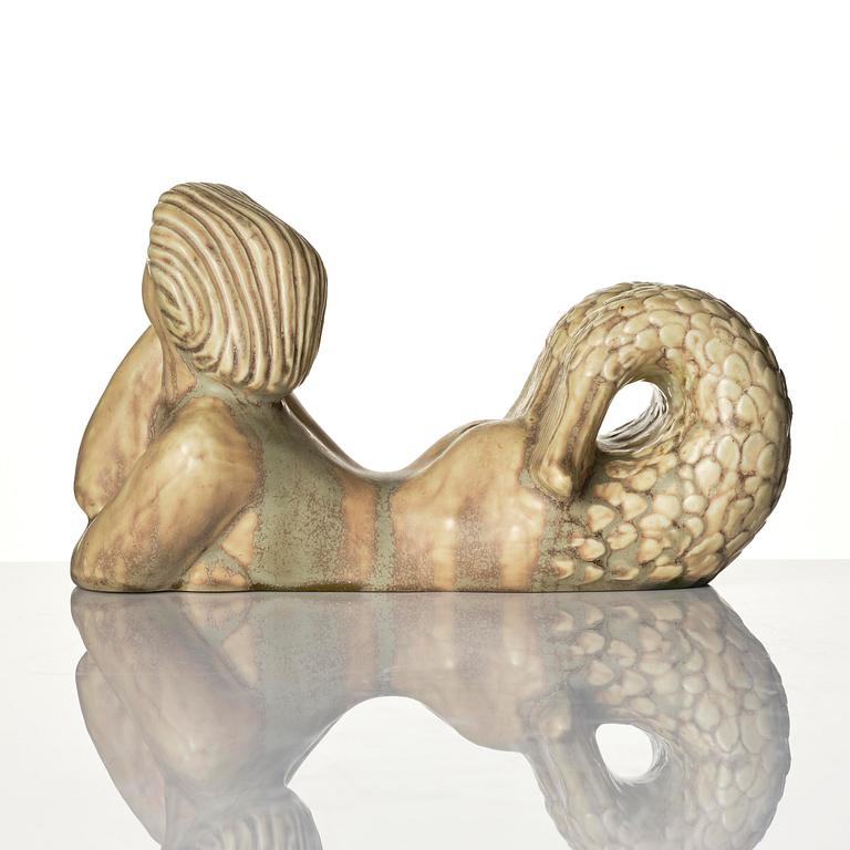 Stig Lindberg, a stoneware sculpture of a mermaid, "Najad", Gustavsberg, Sweden 1940s.