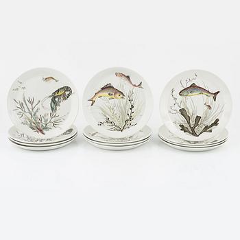 Fiskservis, 15 delar, flintgods, "Fish", Johnson Bros, England.