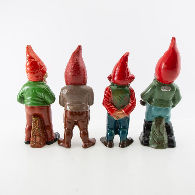 Gnomes 6 pcs mostly Germany mid/second half of the 20th century painted terracotta.