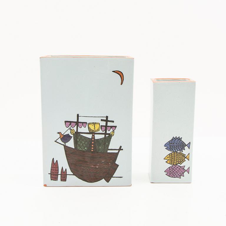Stig Lindberg, vases 2 pcs Gustavsbergs studio 20th century second half faience.