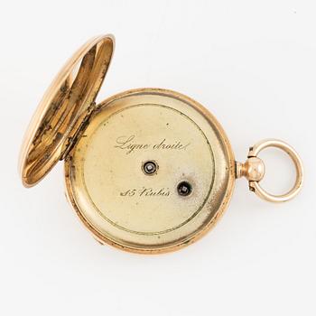Pocket watch, 14K gold, key-wind, 44 mm.
