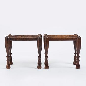 Sidney Gibson, a pair of Swedish Grace stools, Sparreholms Snickerifabrik 1920s.