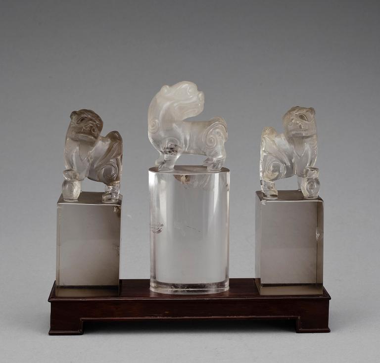 SIGILLSTAMPAR, 3 st, kristall, Kina , 1900-tal.