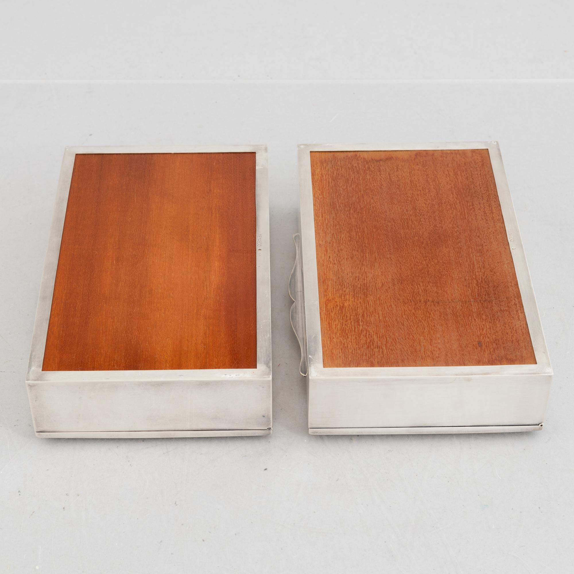 Two silver 830 cigarette cases, Swedish import marks, MEMA, circa mid-20th century.