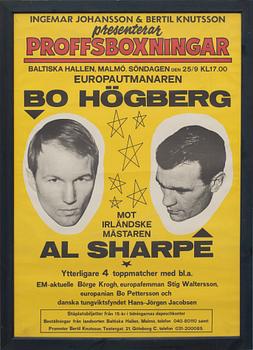 AFFISCH, "Proffsboxningar" Baltiska Hallen, Malmö, 1966.