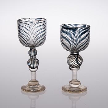 Two goblets, signed Heikki Orvola, Nuutajärvi Notsjö.