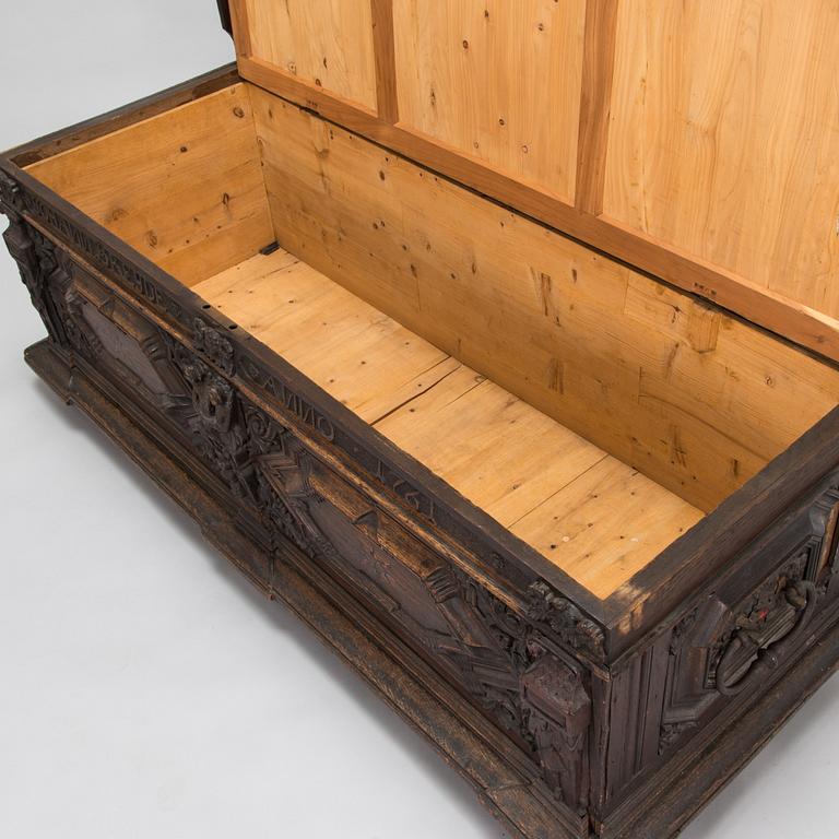 An oak chest dated 1761, Germany.