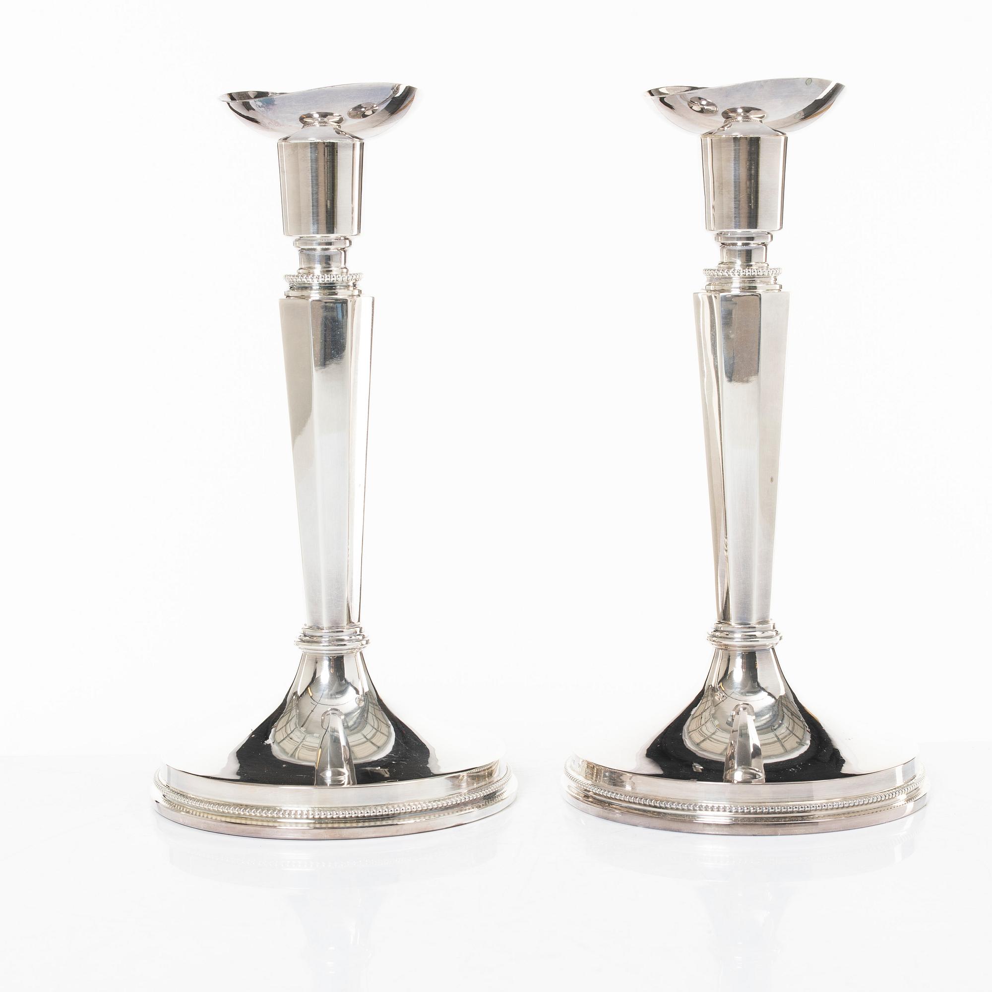 Ljusstakar, ett par, silver, MGAB, Uppsala, 1967.