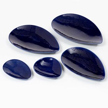 Hertha Bengtson, service pieces 34 pcs, stoneware, "Blue Fire", Rörstrand.
