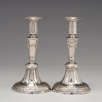 A pair of  Swedish 18th century silver candlesticks, mark of Mikael Åström, Stockholm 1786.