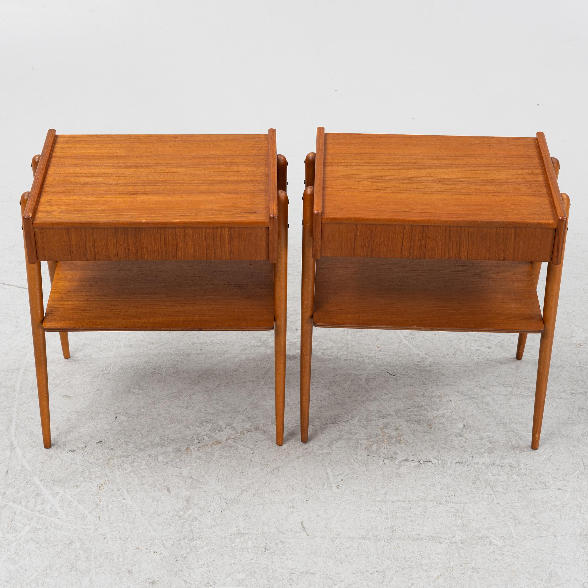 Sängbord ett par, Carlströms & Co, Möbelfabrik, Bjärnum, 1950/60-tal.