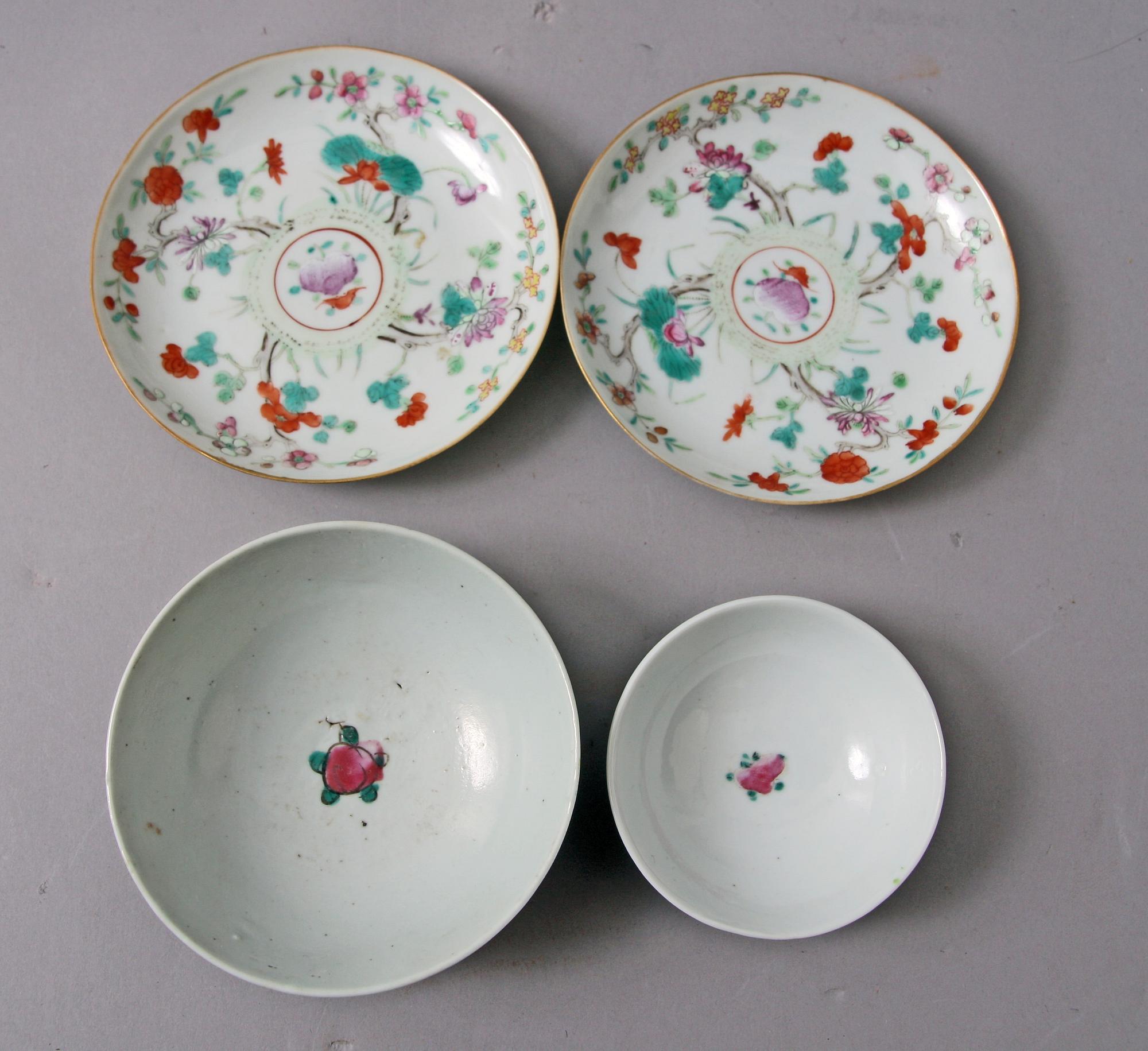 PARTI PORSLIN, 5 delar. Kina, 1800-1900-tal.