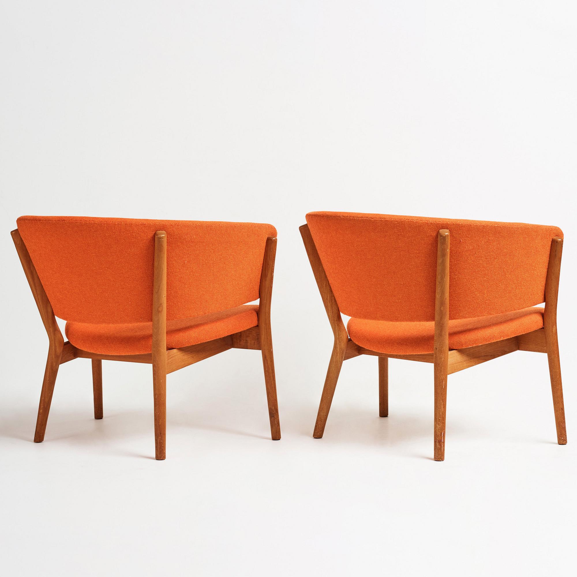 Nanna Ditzel, a pair of teak lounge chairs, Søren Willadsen, Denmark, 1950-60's.