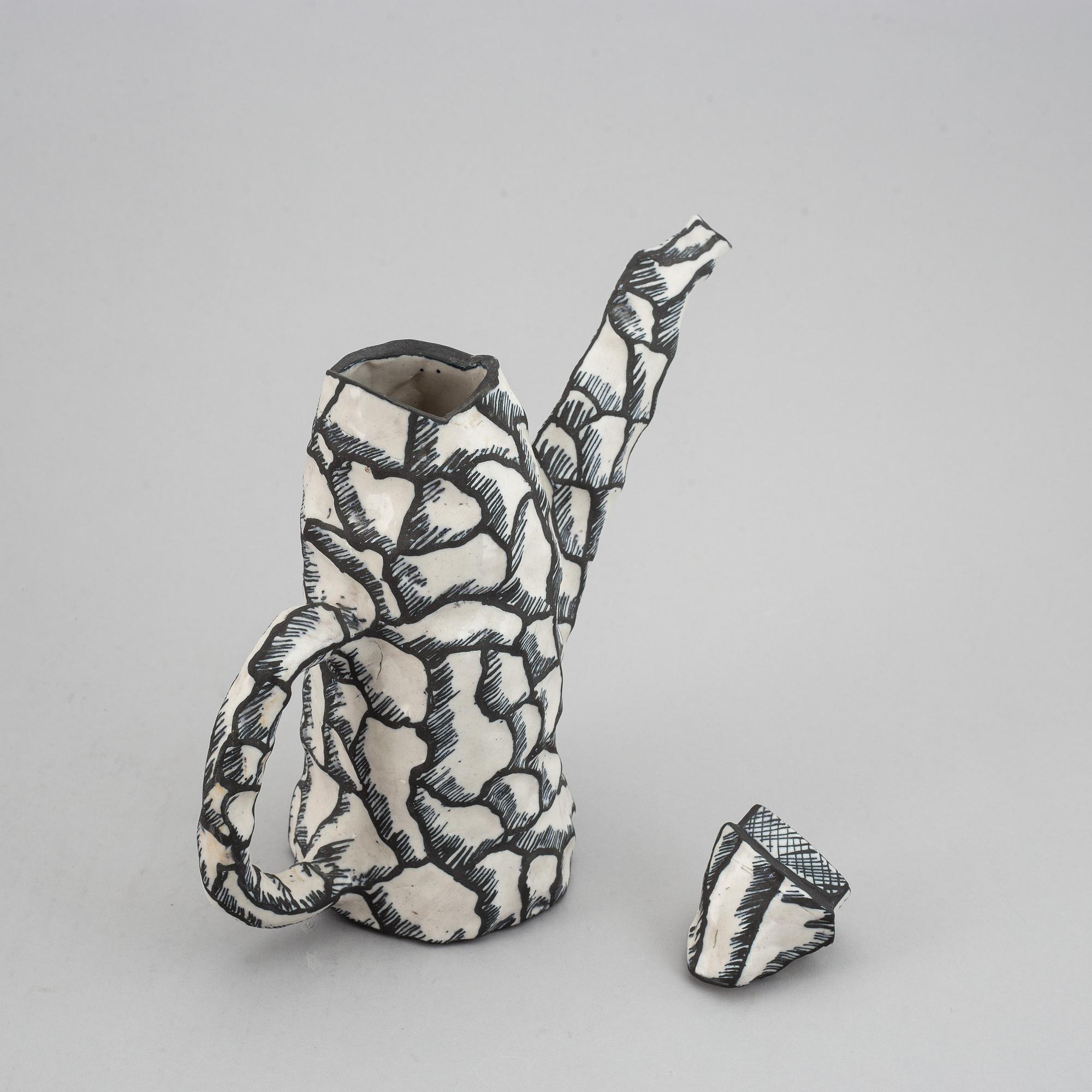 Sergei Isupov, a stoneware pot "Lördagsmorgon" Saturday morning, ca 1990.