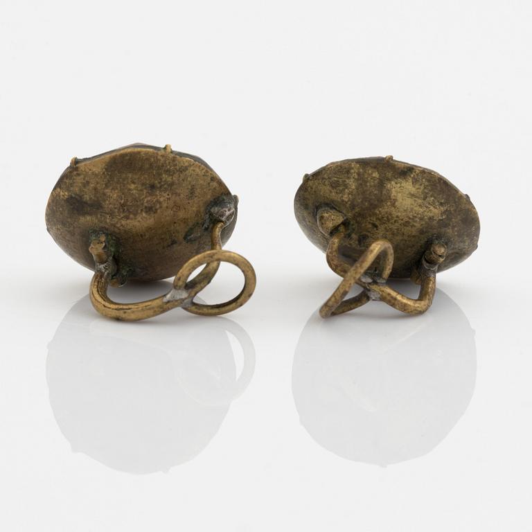 Pink paste stone earrings, 1700's.