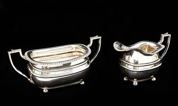 TÈ OCH KAFFESERVIS, 4 delar, nysilver, Daniel&Arter, England, 1900-talets första hälft.
