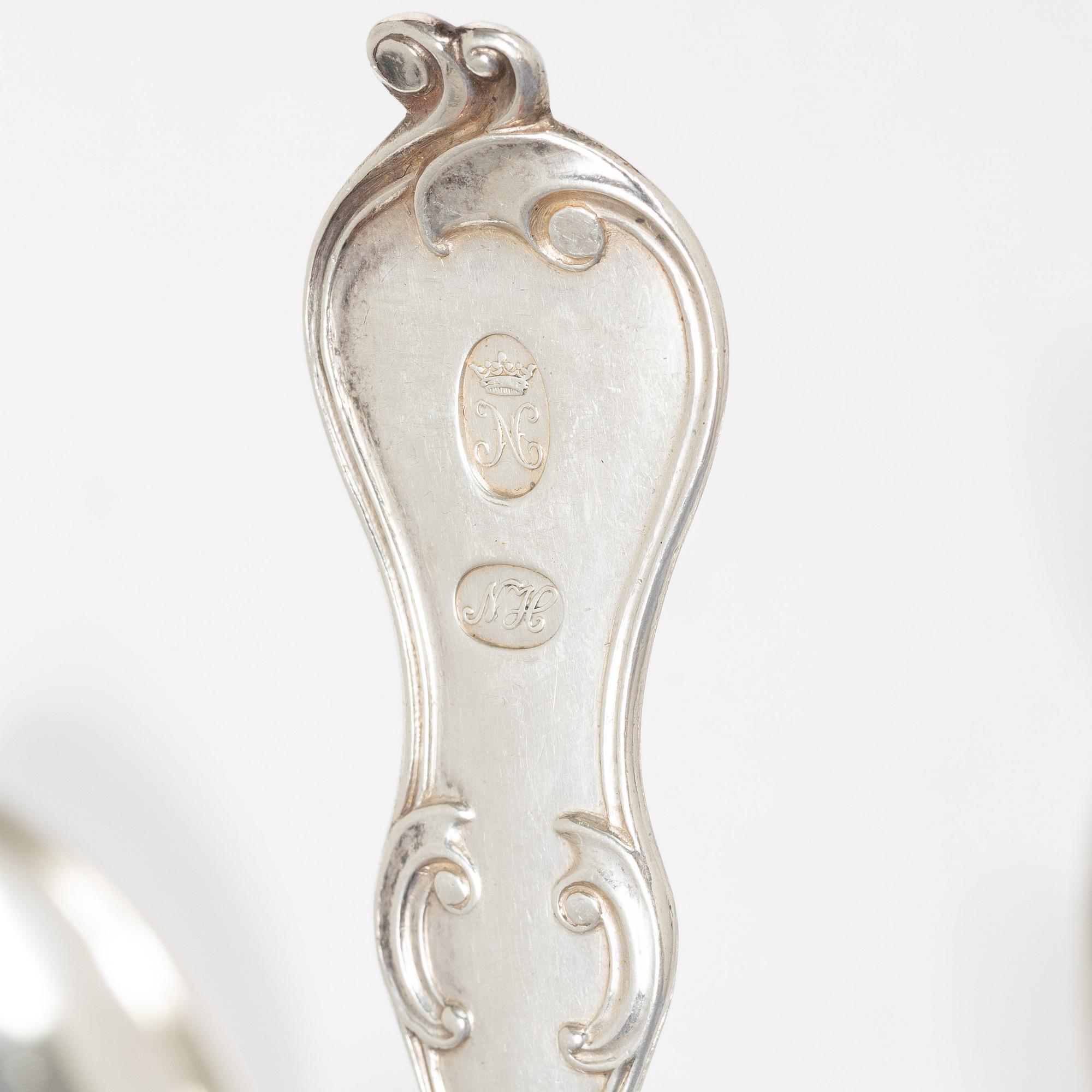 Matskedar, 11 st, silver, Sverige 1800-tal.