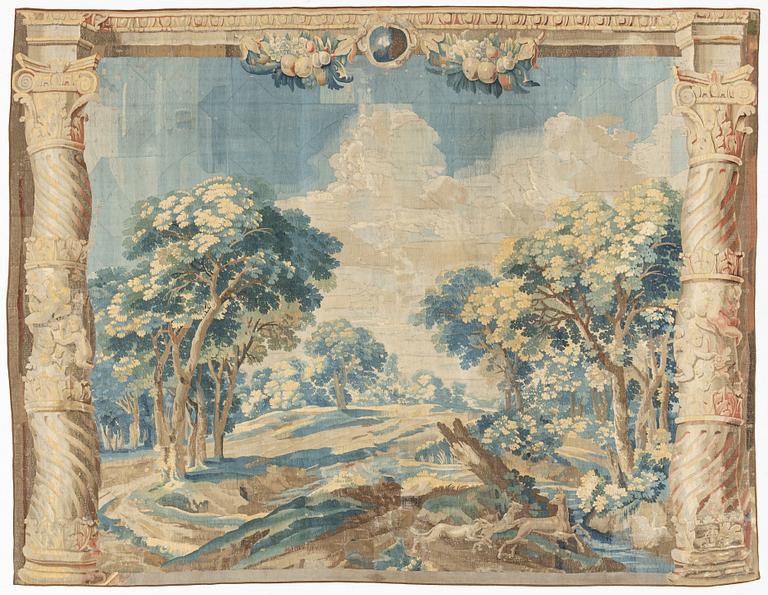 A later 17th century flemish "Verdure" tapestry, c 284 x 367 cm.