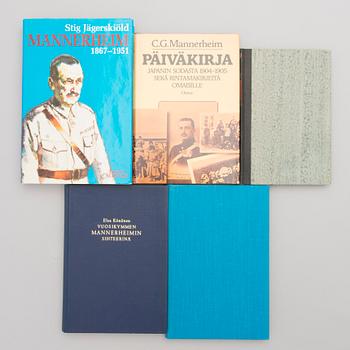 Fourteen books about Mannerheim, various authors, published during 1950s-1970s.