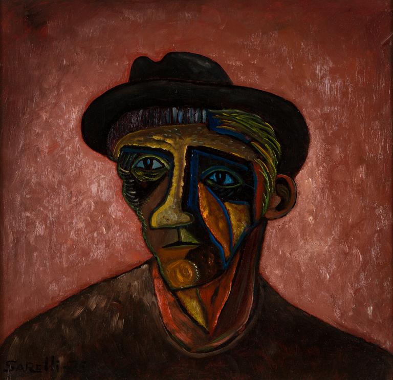 Paavo Sarelli, olja på pannå, signerad och daterad -75.