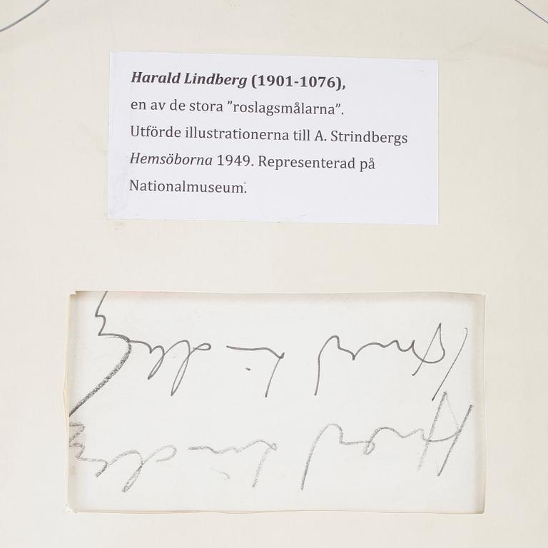 HARALD LINDBERG, teckning, signerad.