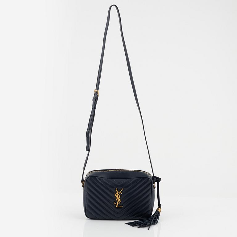 Yves Saint Laurent, a quilted navy leather 'Lou Camera Bag'.
