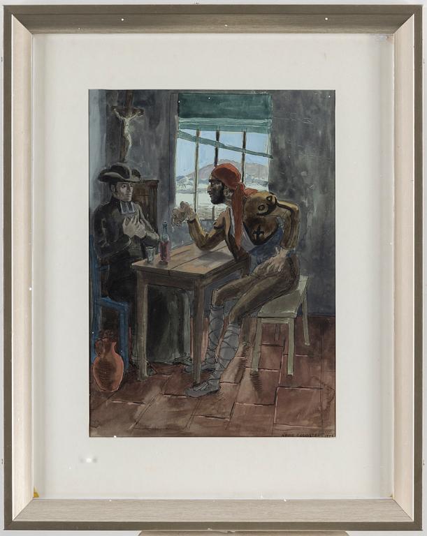 ARVID FOUGSTEDT, watercolour, painted on both sides, signed and dated 1929.