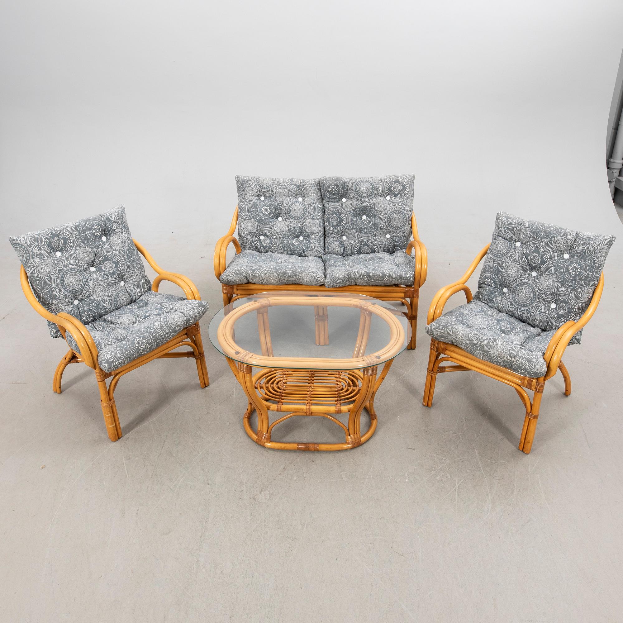 Möbelgrupp, 4 delar, rotting, 1900-talets senare del.