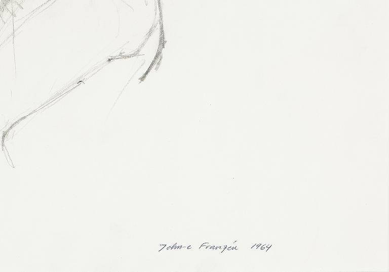 JOHN-E FRANZÉN, blyertsteckning, signerad John-E Franzén och daterad 1964.
