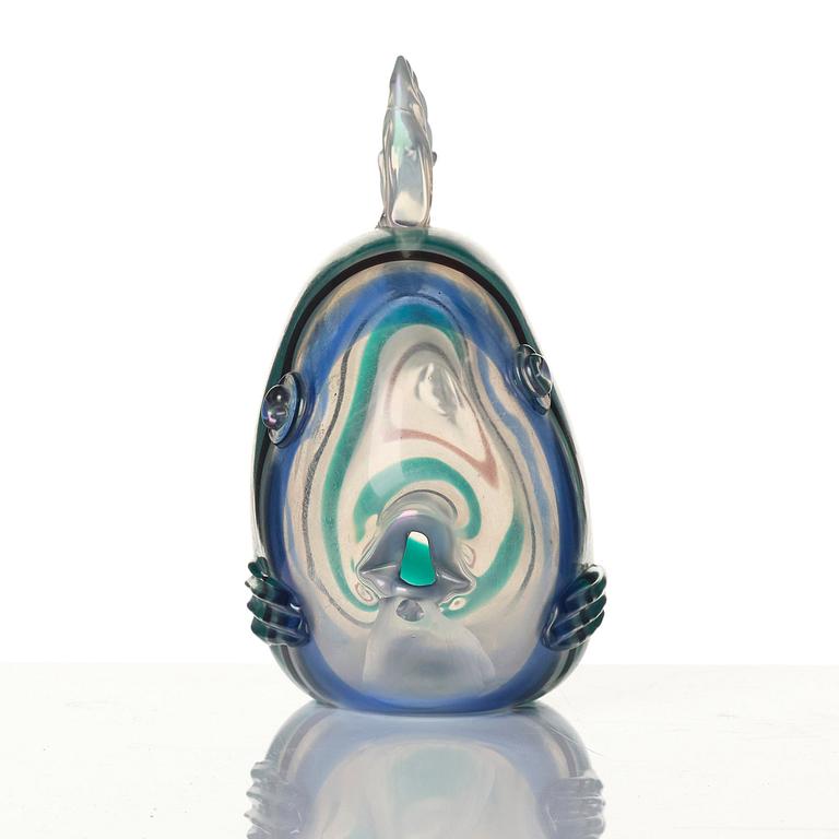 Tyra Lundgren, skulptur, "Pesce a Fasce di Colori", modell 2603, glas, Venini, Murano, Italien, sannolikt utförd under tidigt 1950-tal.