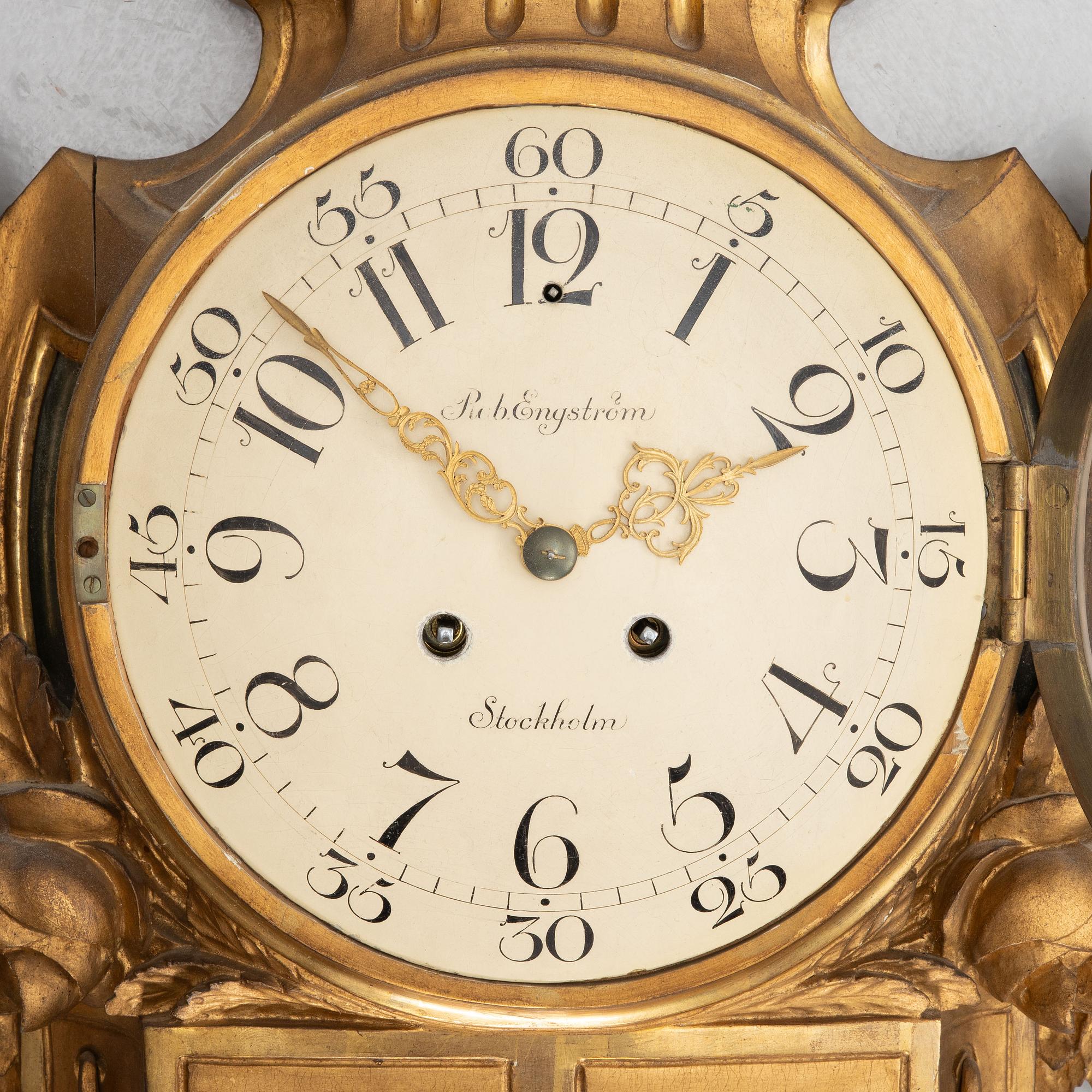 A Gustavian style wall clock by Robert Engström, first half of the 20th century.