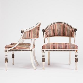 A pair of late Gustavian open amrchairs, late 18th century.