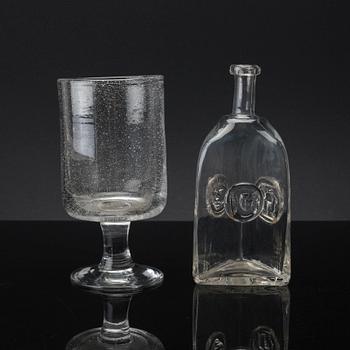 ERIK HÖGLUND, a glass bottle and vase, Boda.