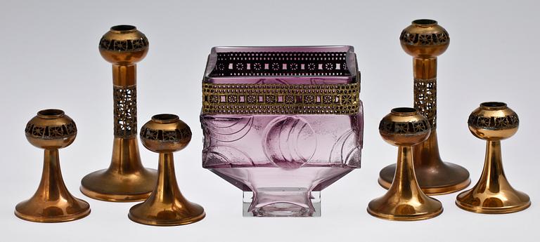 PARTI SARPANEVA, 7 st, mässing och glas, Pentti Sarpaneva, Oy Kumela, Finland, 1900-talets andra hälft.