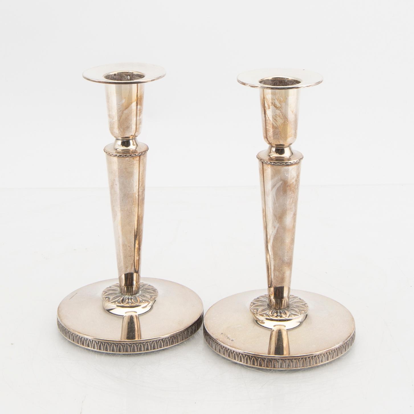 K&E Carlson ljusstakar ett par silver Göteborg 1965.