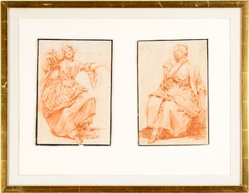 1135. French artist, 18th Century. Study of female, a pair.