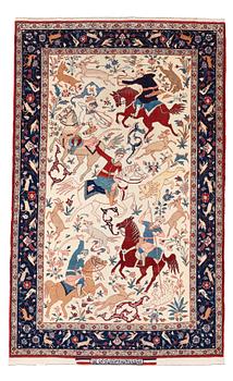 188. A RUG, semi-antique Esfahan, Seirafian, ca 169 x 108 cm (as well as a flat woven area at each end).