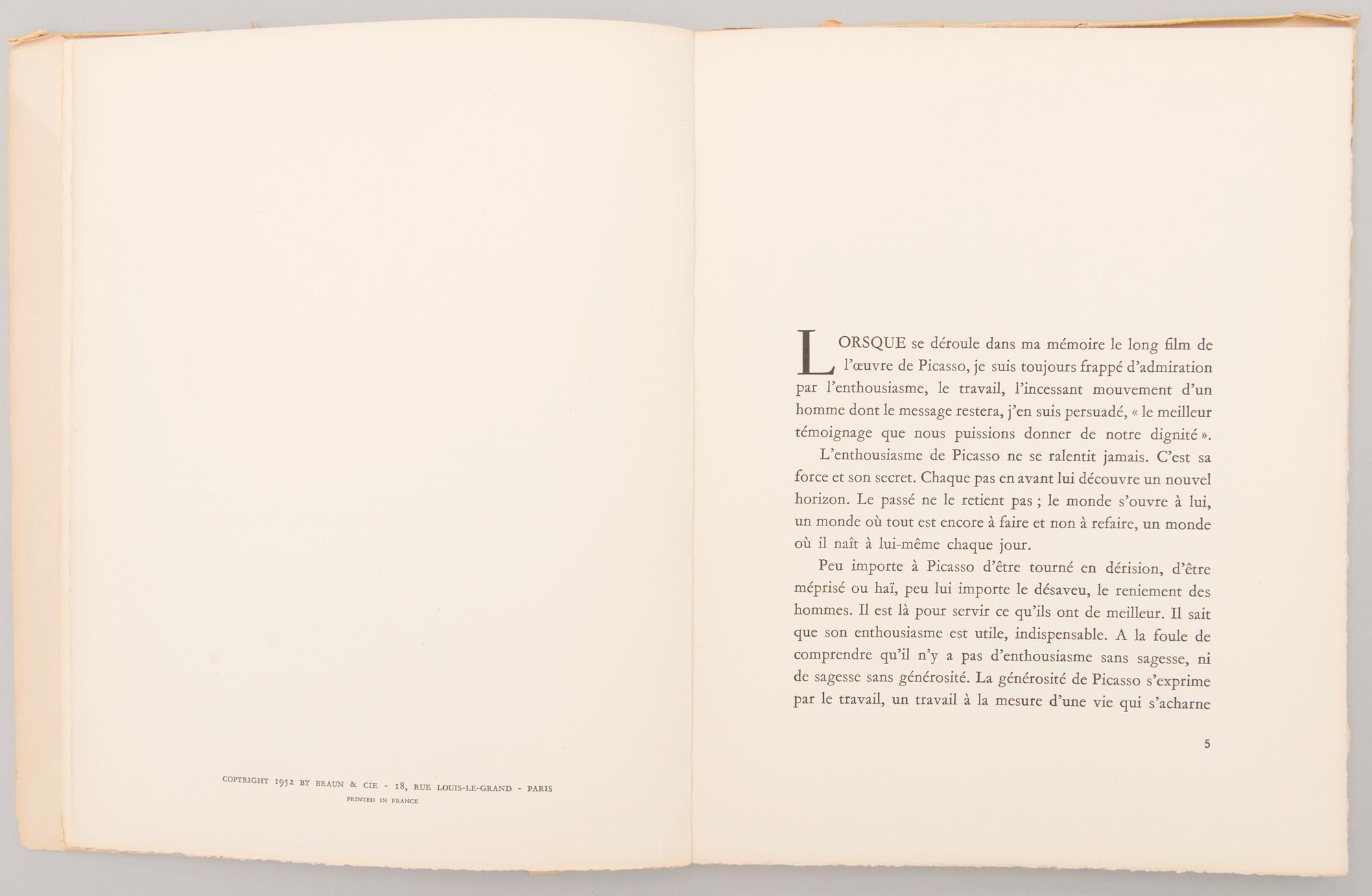 Book "Picasso Dessins" by Paul Eluard, Les Editions Braun & Cie, 1952.