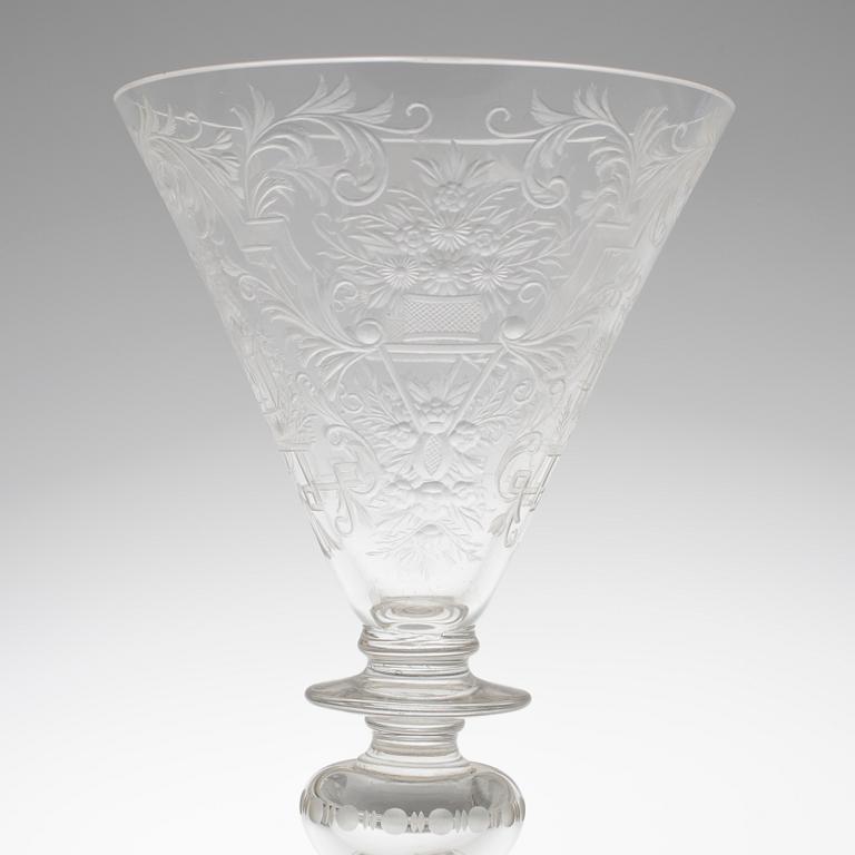 POKALGLAS, glas. Barockstil, 1800-tal.