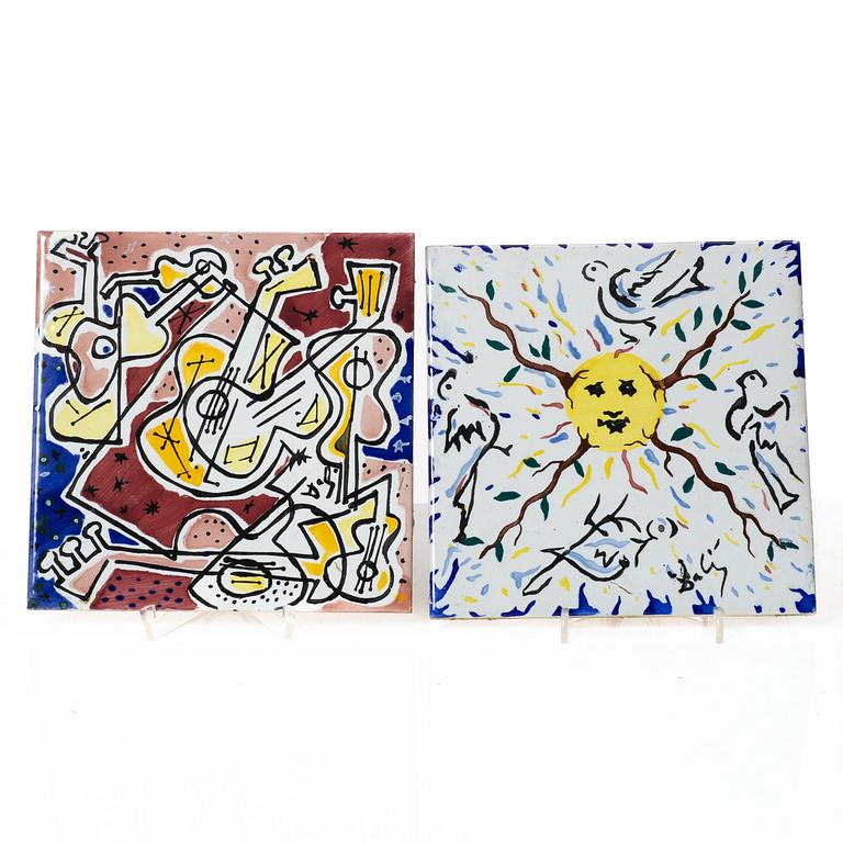 Salvador Dalí, efter. Kakelplattor, 12 st, lergods, Spanien.