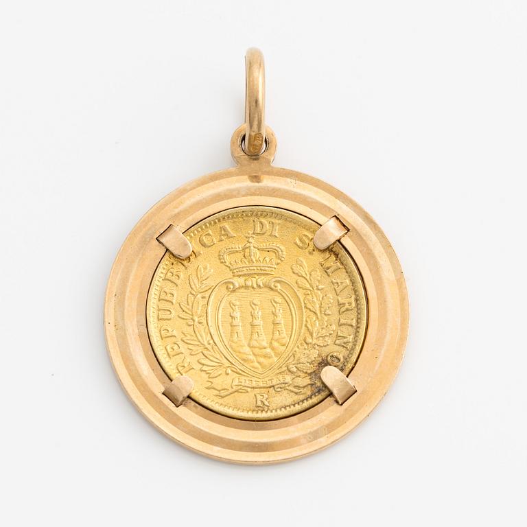 Pendant with gold coin, San Marino 1936.