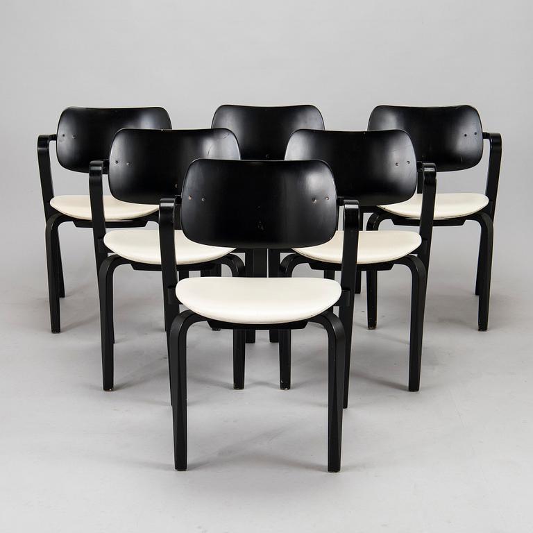 Ilmari Tapiovaara, a set of six 1960s 'Aslak' armchairs for Asko, Finland.