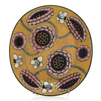 Birger Kaipiainen, a decorative stoneware plate signed Kaipiainen Arabia Finland.