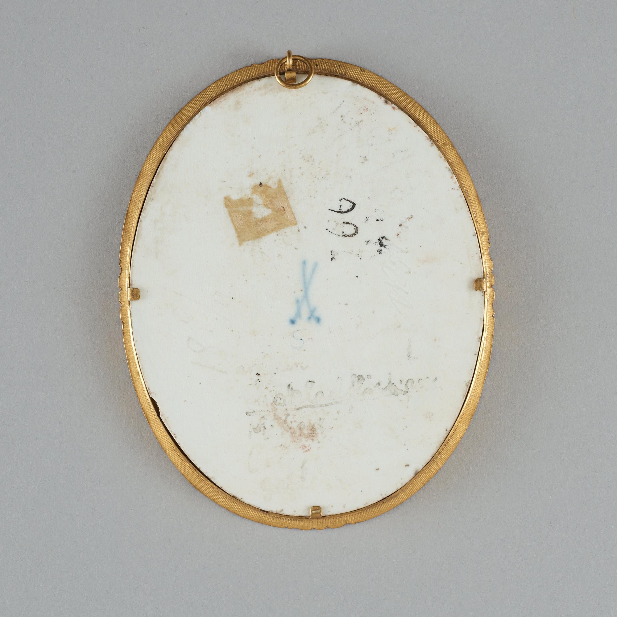 MINIATYRMÅLNING på porslin. Meissen, sent 1800-tal.