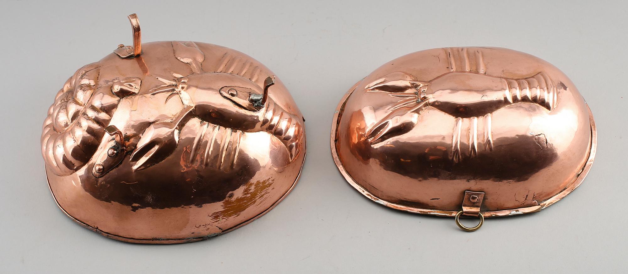 ALADÅBFORMAR, 2 st, koppar, 1800-tal.