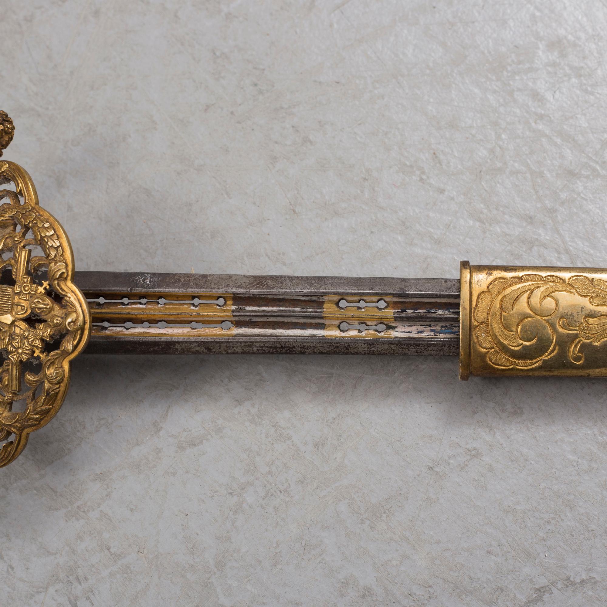 A small sword from the United Kingdoms of Sweden and Norway, second half of the 19th century.