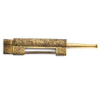 1000. A Chinese gilt five-clawed 'dragon' lock, Qing dynasty, Qianlong (1736-95).