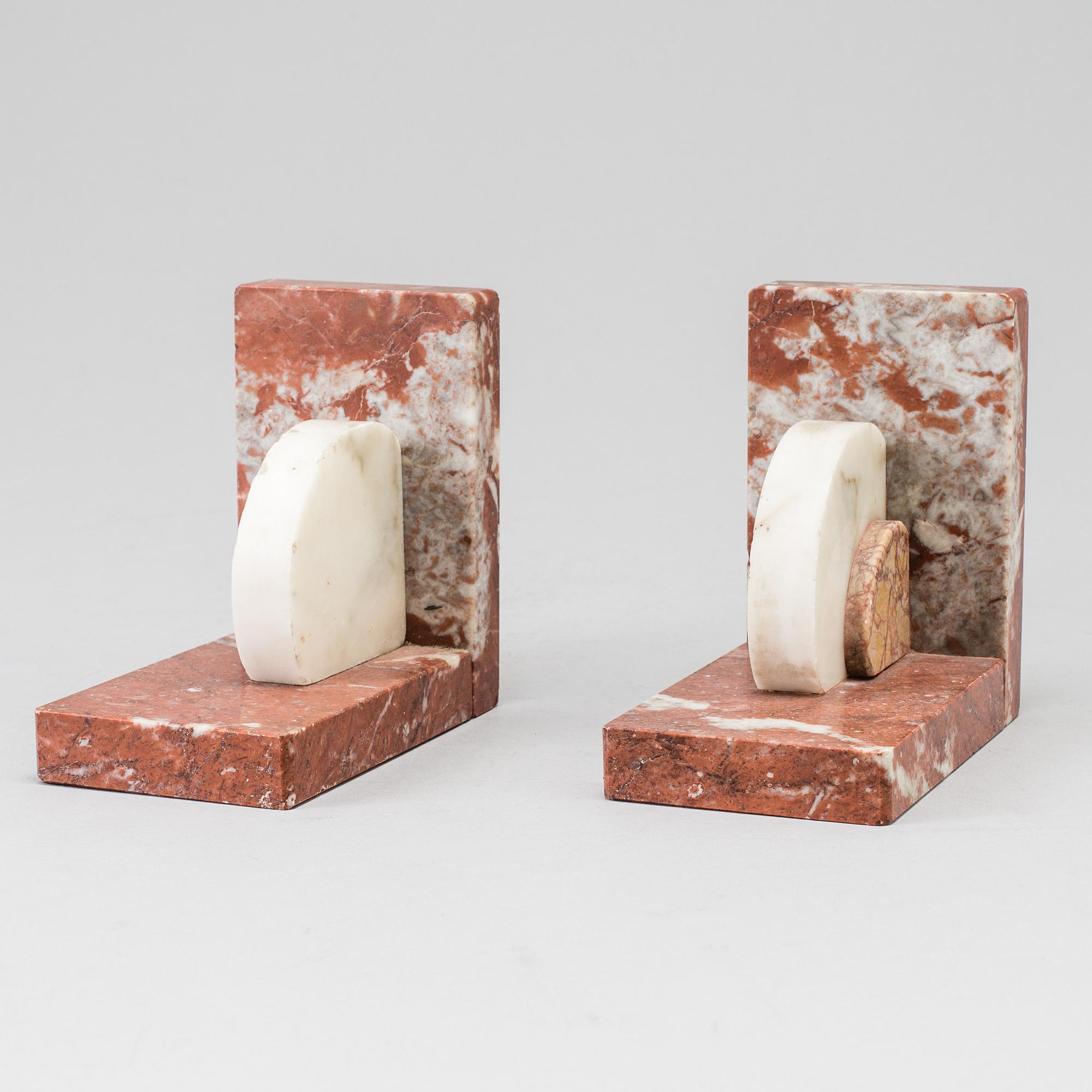 A pair of art déco marble book ends.